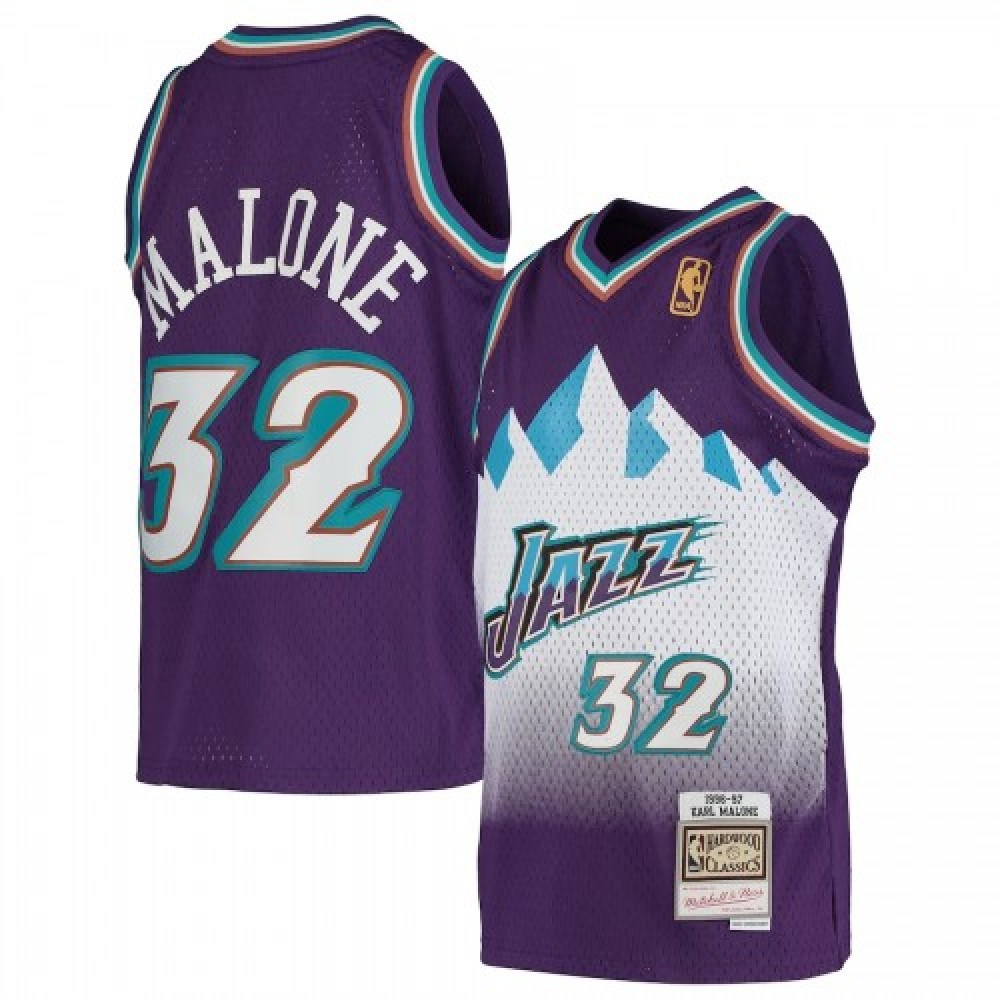 Men's Utah Jazz Karl Malone #32 Throwback Purple 91-92 Hardwood Classics Jersey-Pro Kit Vault | Brand New 26/27 Sports Jerseys